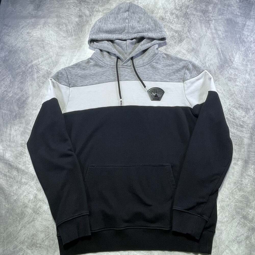 BERTIGO Men's Color Block Grey White Black Pullover Hoodie Size M